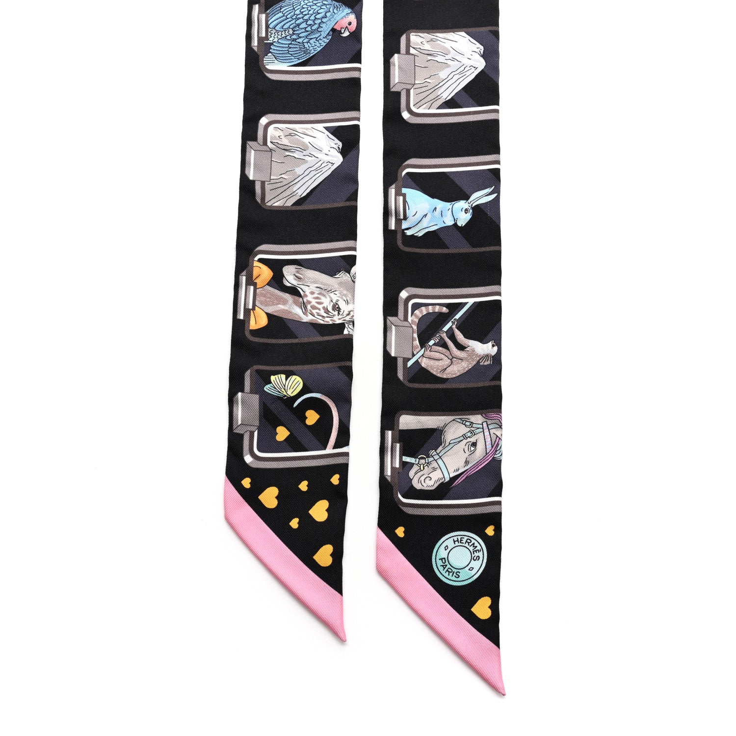 Hermes Silk Story Twilly Black Rose Gris 3 of 8