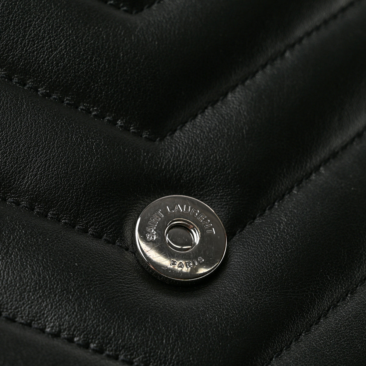 Calfskin Y Quilted Monogram Large Loulou Chain Satchel Black