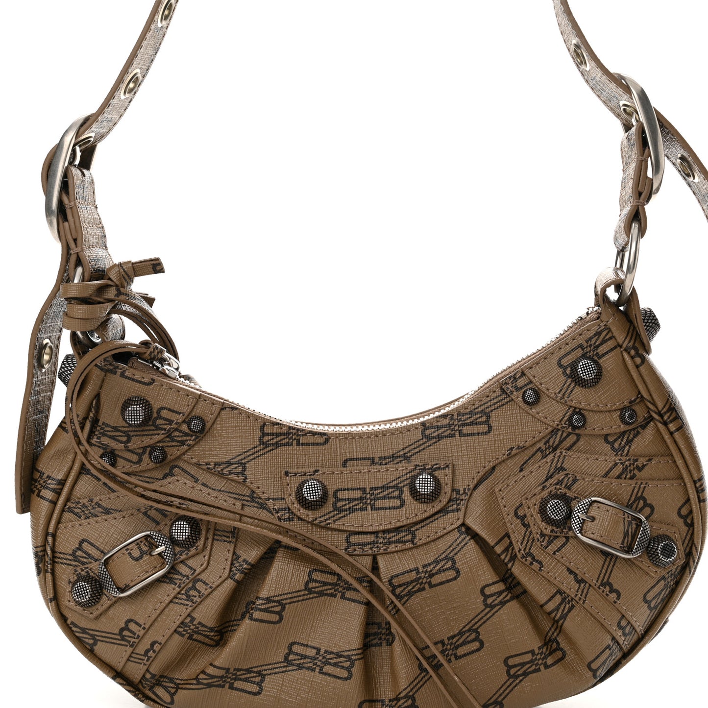 Coated Canvas BB Monogram Le Cagole Shoulder Bag XS Beige Brown