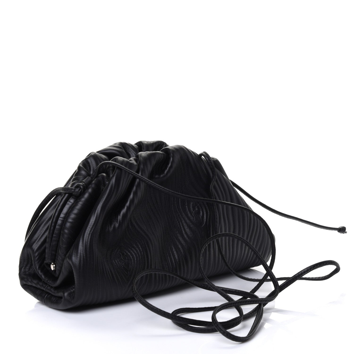 Bottega Veneta Bark Calfskin Embossed The Mini Pouch Clutch Black 2 of 4