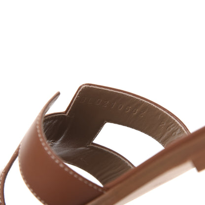 Hermes Box Calfskin Oran Sandals 38 Gold 9 of 10