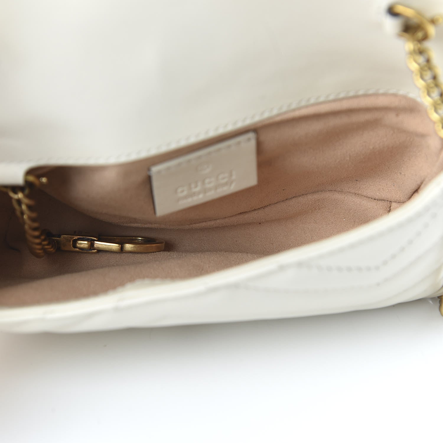Gucci Calfskin Matelasse Super Mini GG Marmont Shoulder Bag White 5 of 11