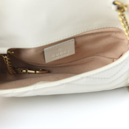 Gucci Calfskin Matelasse Super Mini GG Marmont Shoulder Bag White 5 of 11