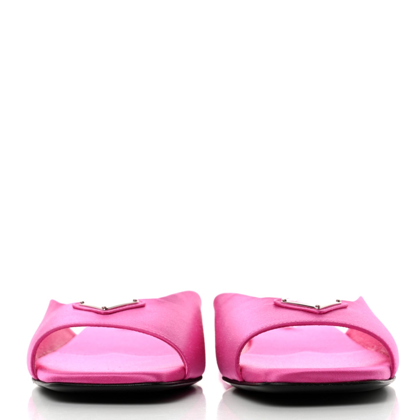 Satin Metal Triangle Logo 10mm Slide Sandals 37.5 Begonia