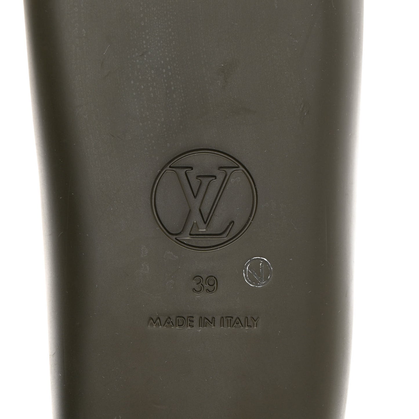 Matte Rubber Monogram Embossed Sunbath Slide Sandals 39 Khaki