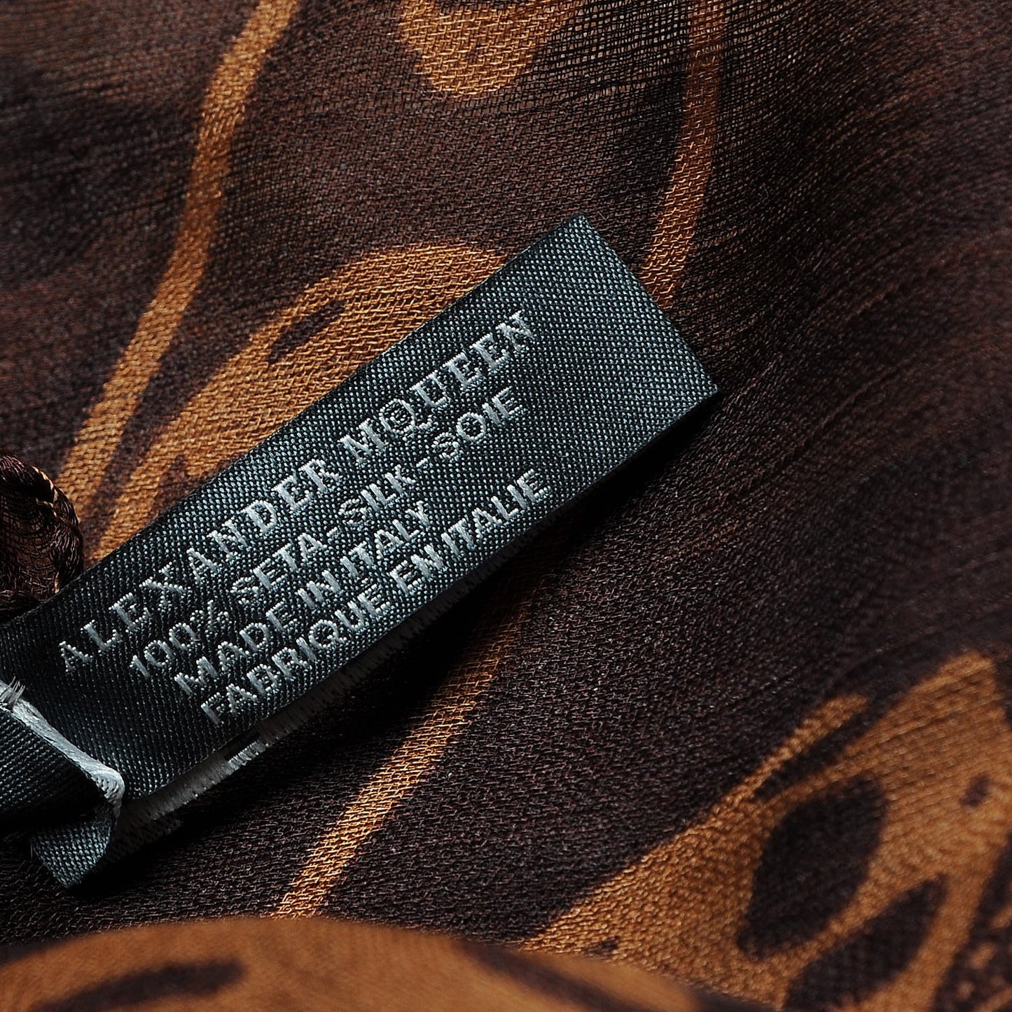 Silk Chiffon Skull Scarf Dark Brown