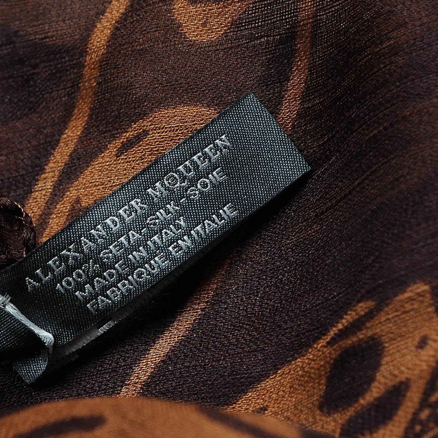 Alexander McQueen Silk Chiffon Skull Scarf Dark Brown 6 of 8