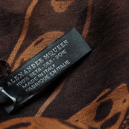 Alexander McQueen Silk Chiffon Skull Scarf Dark Brown 6 of 8