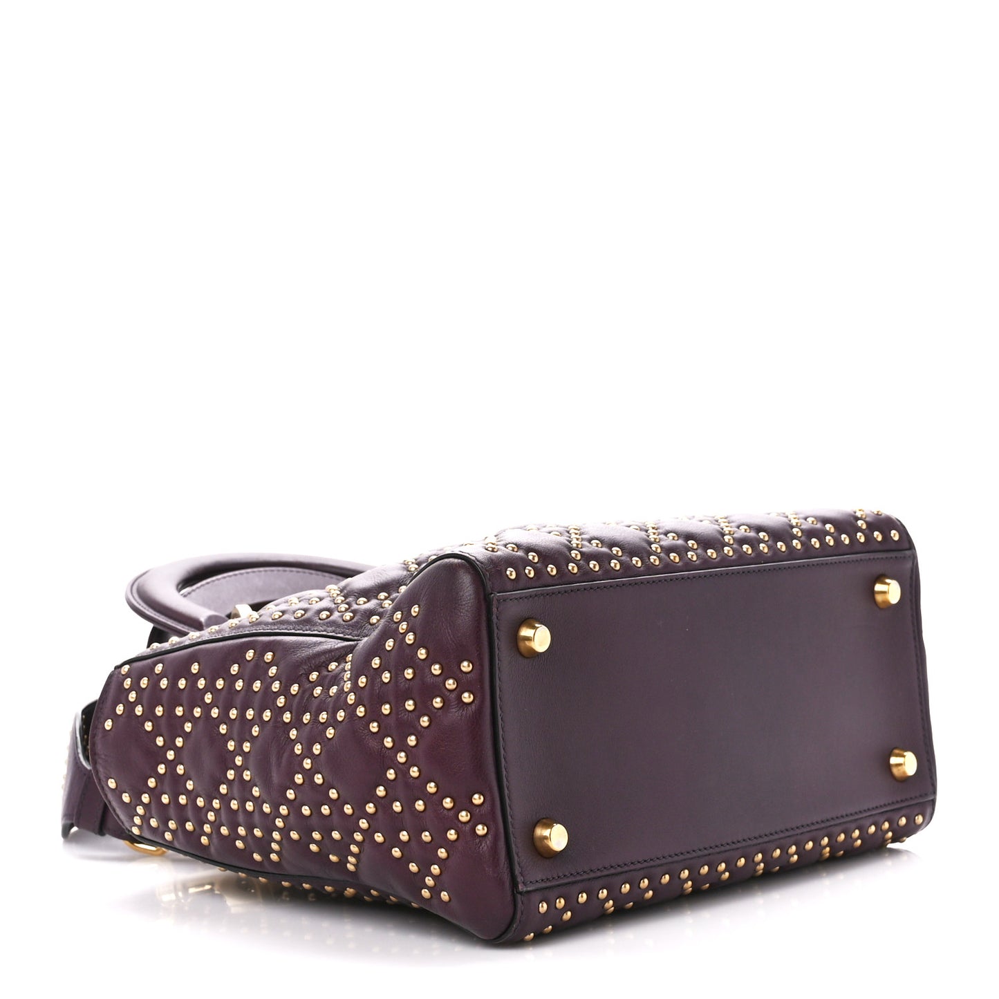 Calfskin Cannage Studded Medium Supple Lady Dior Deep Amaranth
