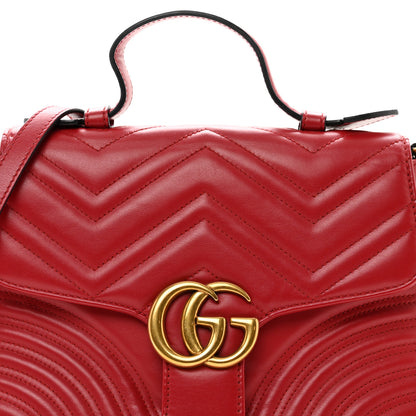 Gucci Calfskin Matelasse Small GG Marmont Top Handle Shoulder Bag Hibiscus Red 5 of 11
