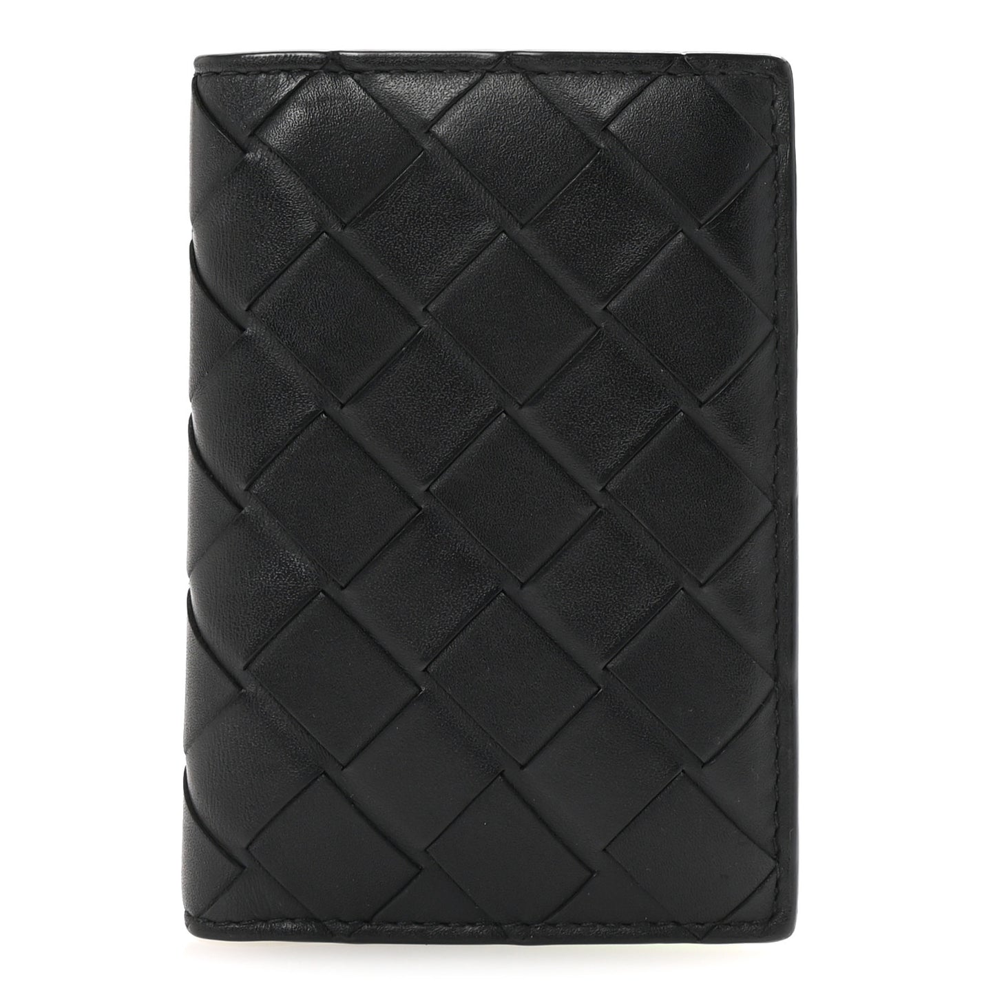 Nappa Maxi Intrecciato Bi-Fold Card Holder Black Grass