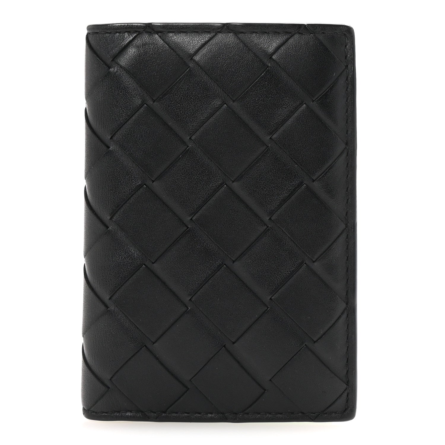 Bottega Veneta Nappa Maxi Intrecciato Bi-Fold Card Holder Black Grass 1 of 6