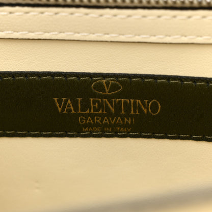Valentino Garavani Calfskin Panther Medium Guitar Strap Rockstud Rolling Flap Saddle Bag Light Ivory Black 6 of 10