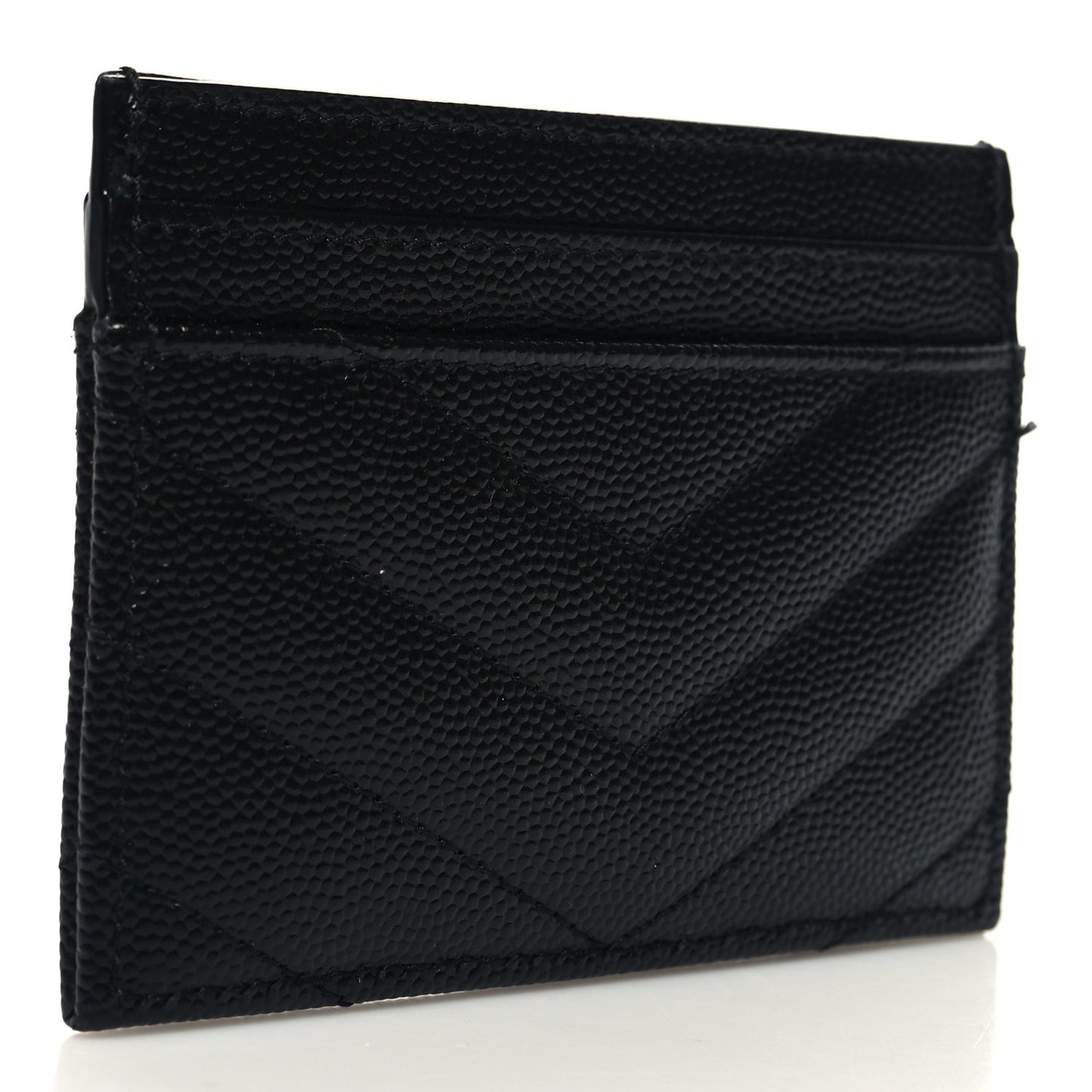 Grain De Poudre Matelasse Chevron Monochrome Monogram Credit Card Case Black