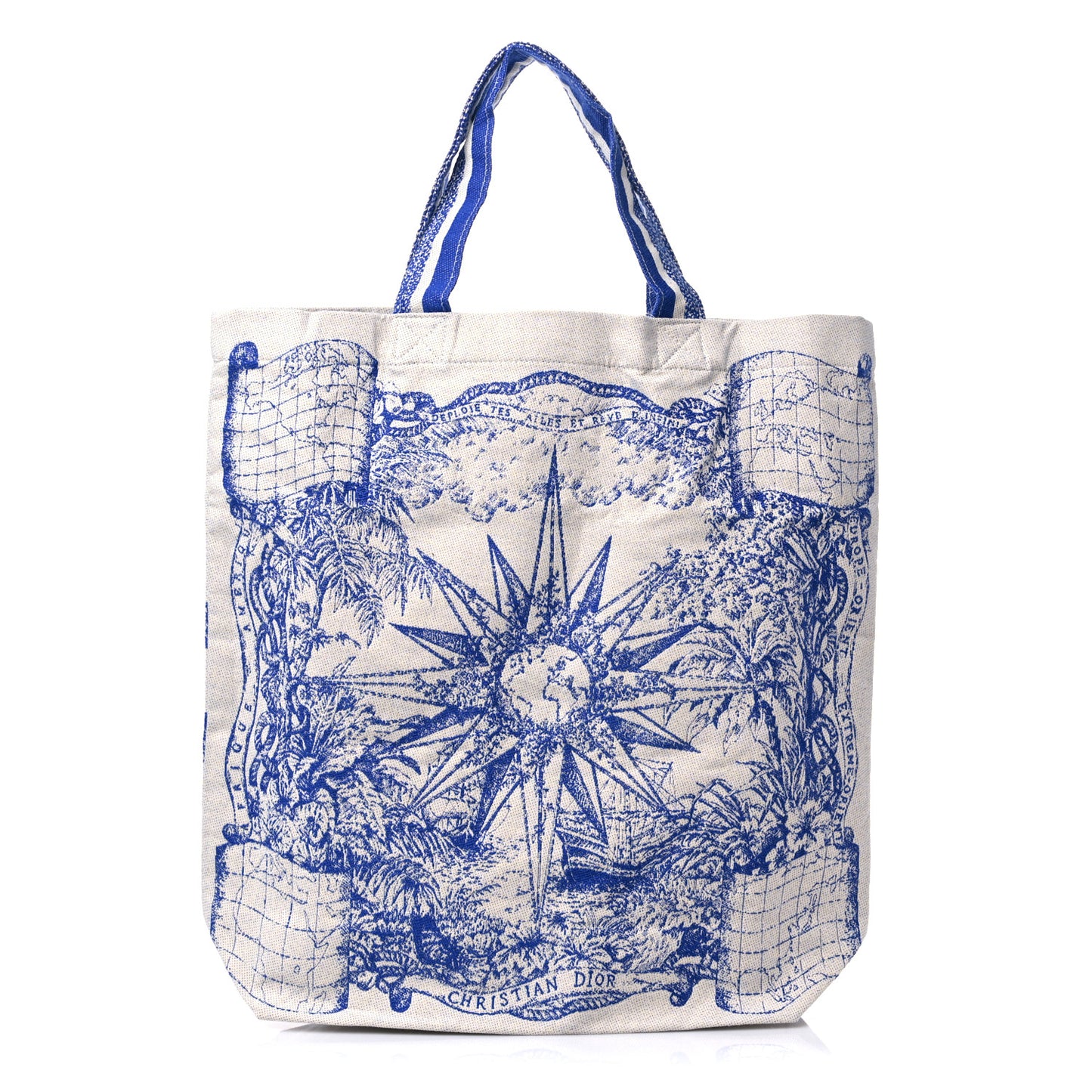 Canvas Print Cruise Tote Ivory Blue