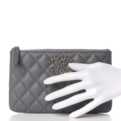 Chanel Caviar Quilted French New Wave Small CC Pouch Grey 2 of 8