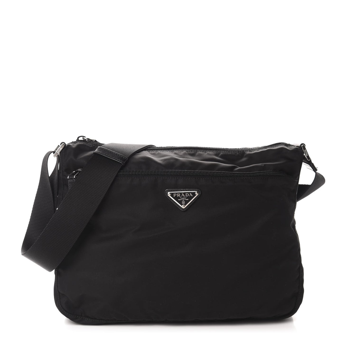 Nylon Vela Flat Messenger Bag Black