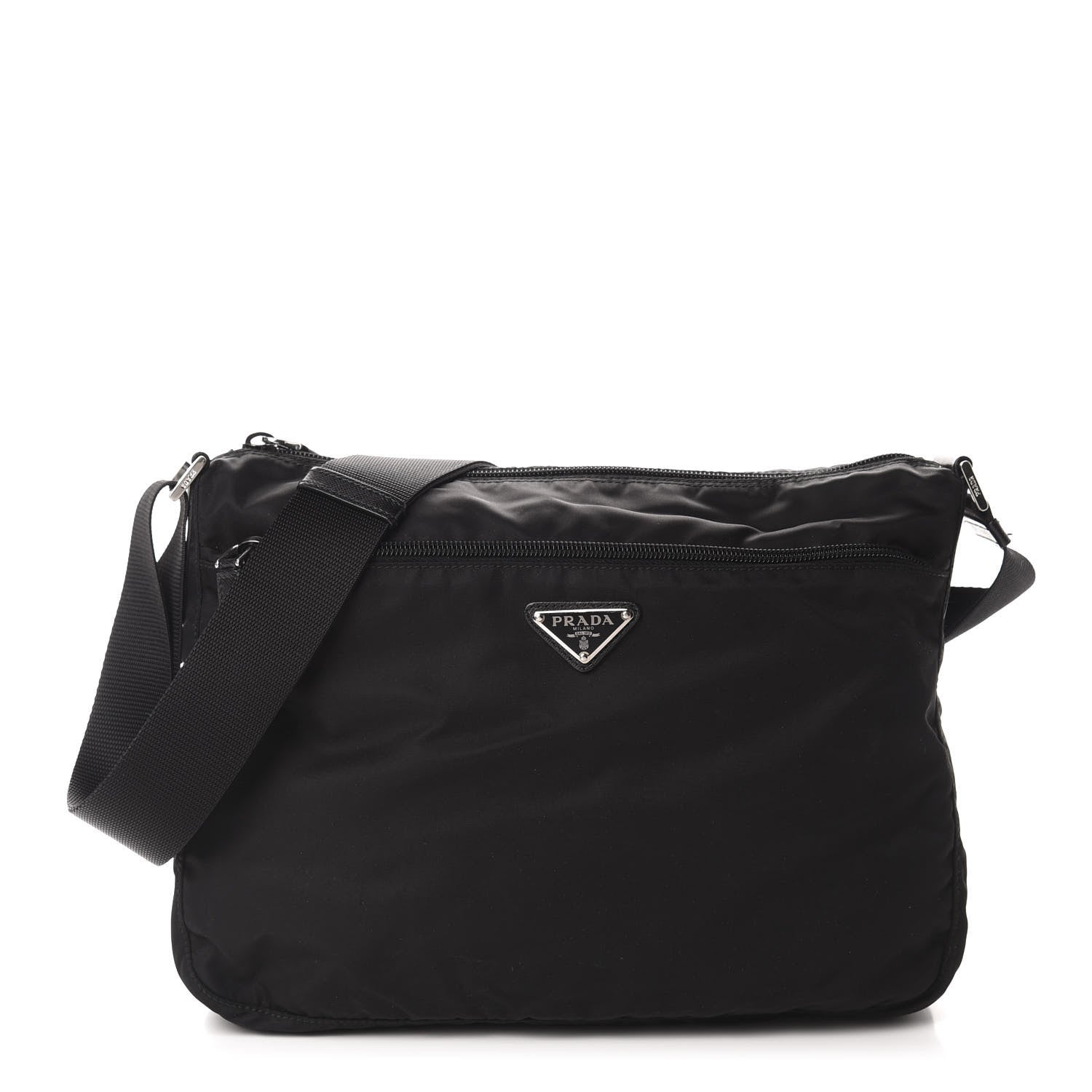 Prada Nylon Vela Flat Messenger Bag Black 1 of 11