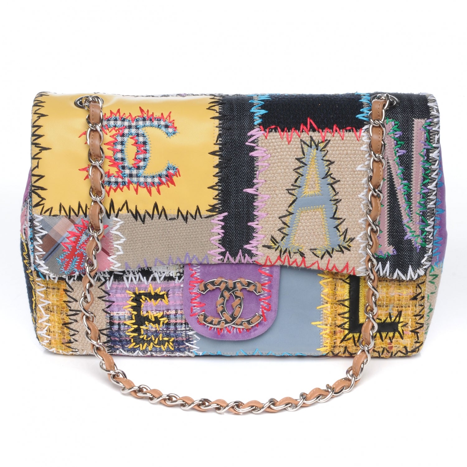 Chanel Patchwork Jumbo Flap Yellow Multicolor 1 of 9