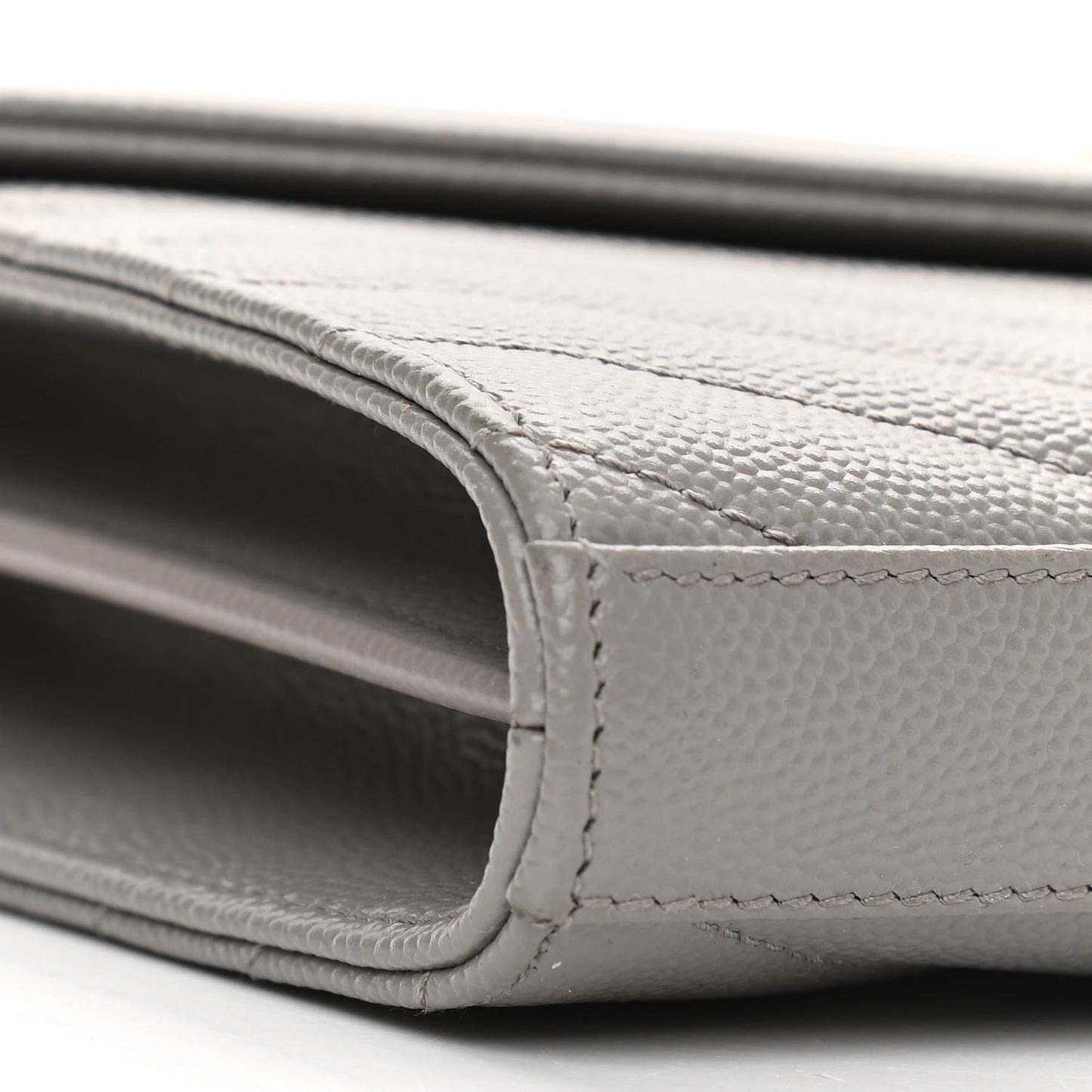 Grain De Poudre Matelasse Chevron Monogram Chain Wallet Oyster Grey