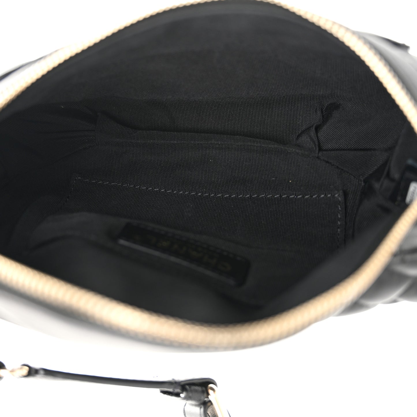 Crumpled Glazed Lambskin Quilted Waist Bag Fanny Pack Black