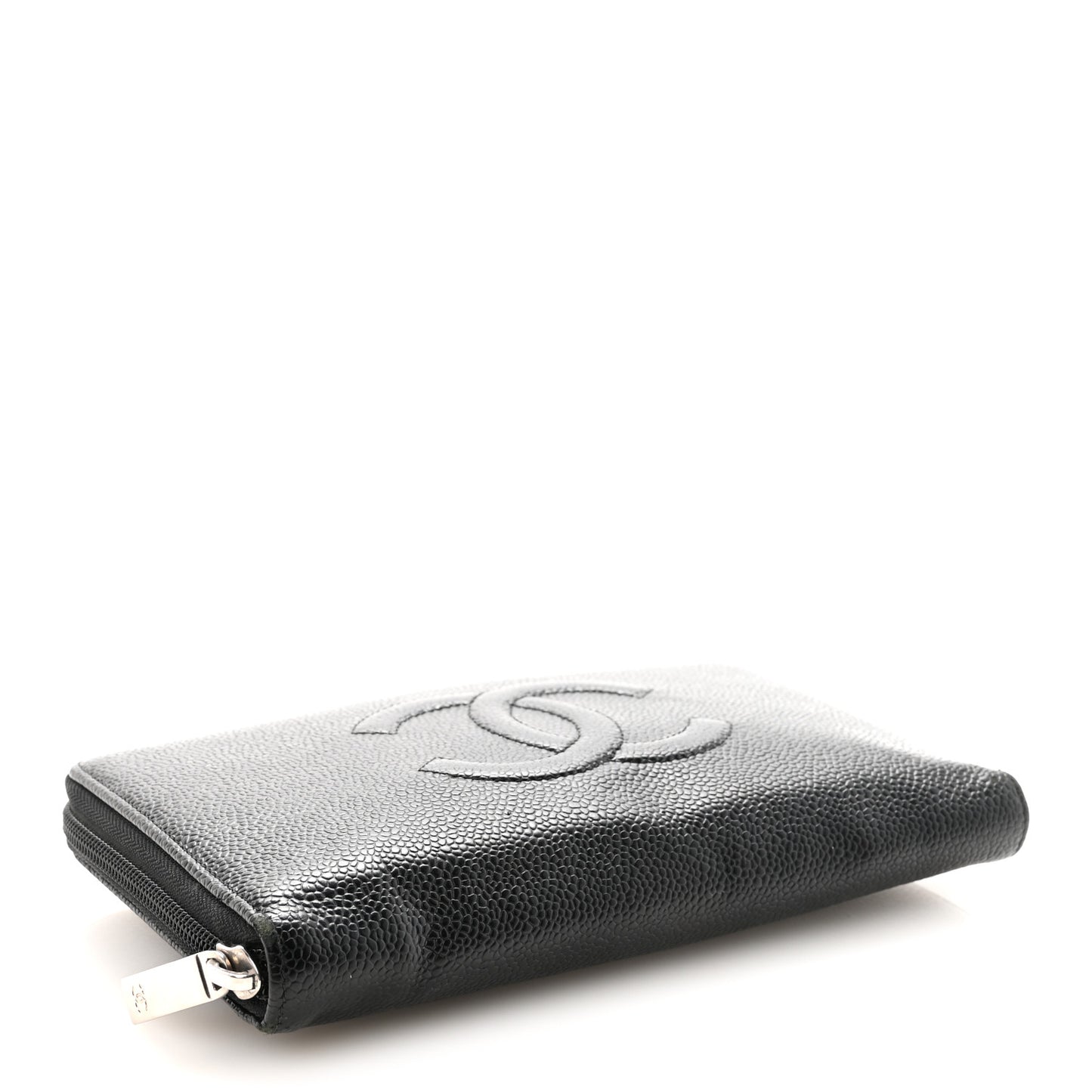 Caviar Large CC Timeless Zip Around Organizer Wallet Black