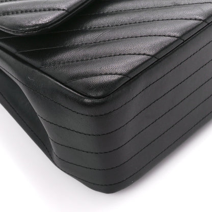 Chanel Lambskin Chevron Quilted Jumbo Double Flap Black 10 of 13