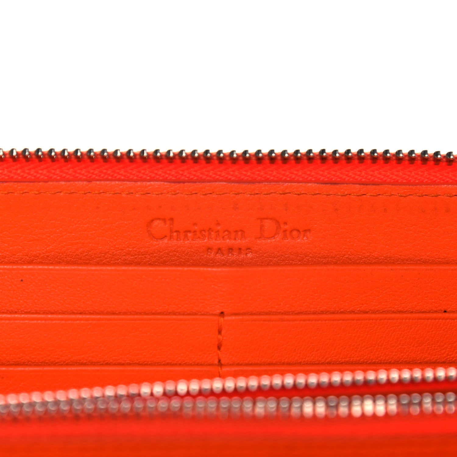 Christian Dior Patent Cannage Zip Around Wallet Orange 6 of 20