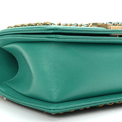 Chanel Caviar Quilted Small Chain Around Boy Flap Green 8 of 10