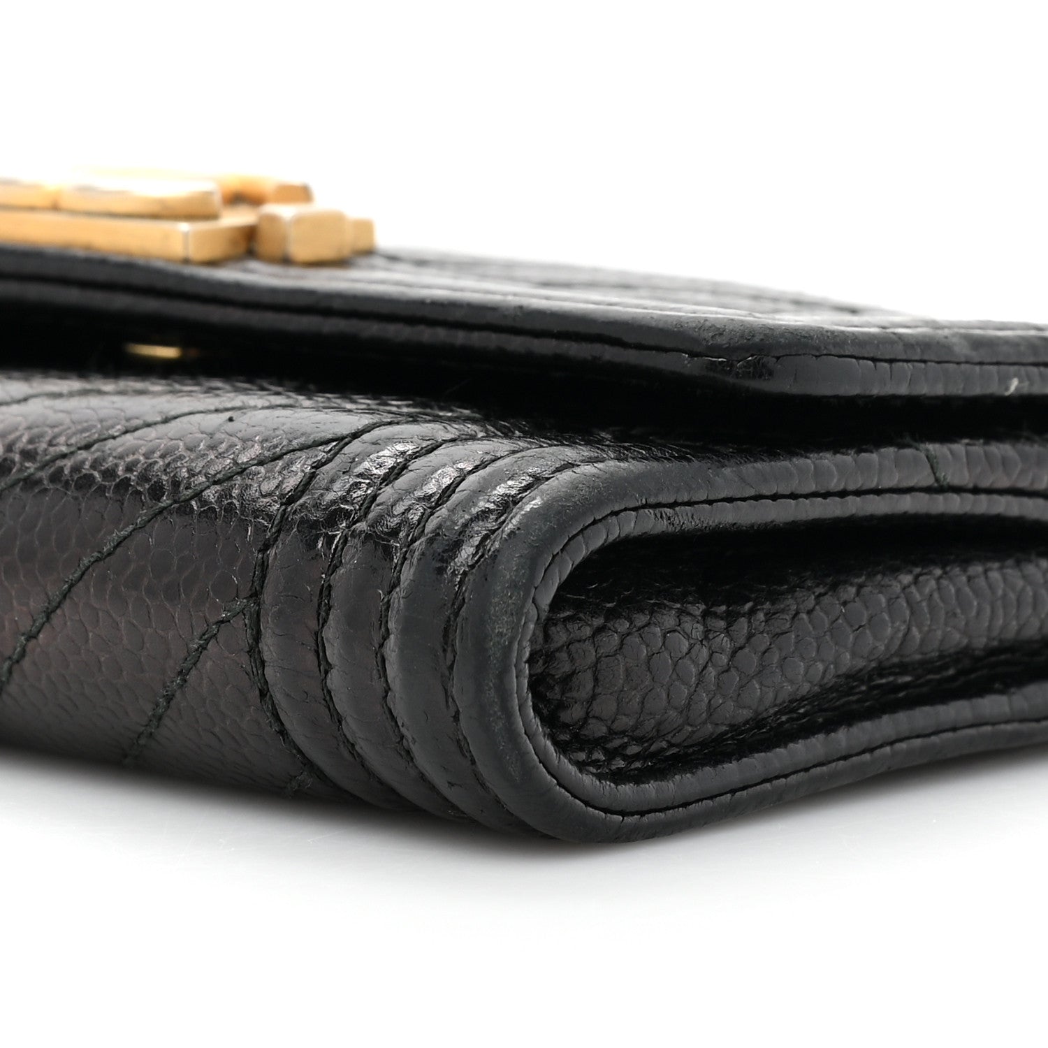 Chanel Caviar Chevron Quilted Boy Flap Card Holder Black 9 of 15