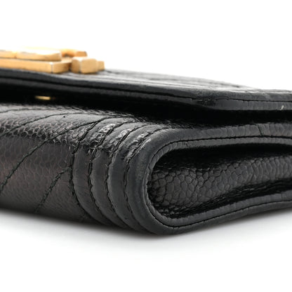 Chanel Caviar Chevron Quilted Boy Flap Card Holder Black 9 of 15