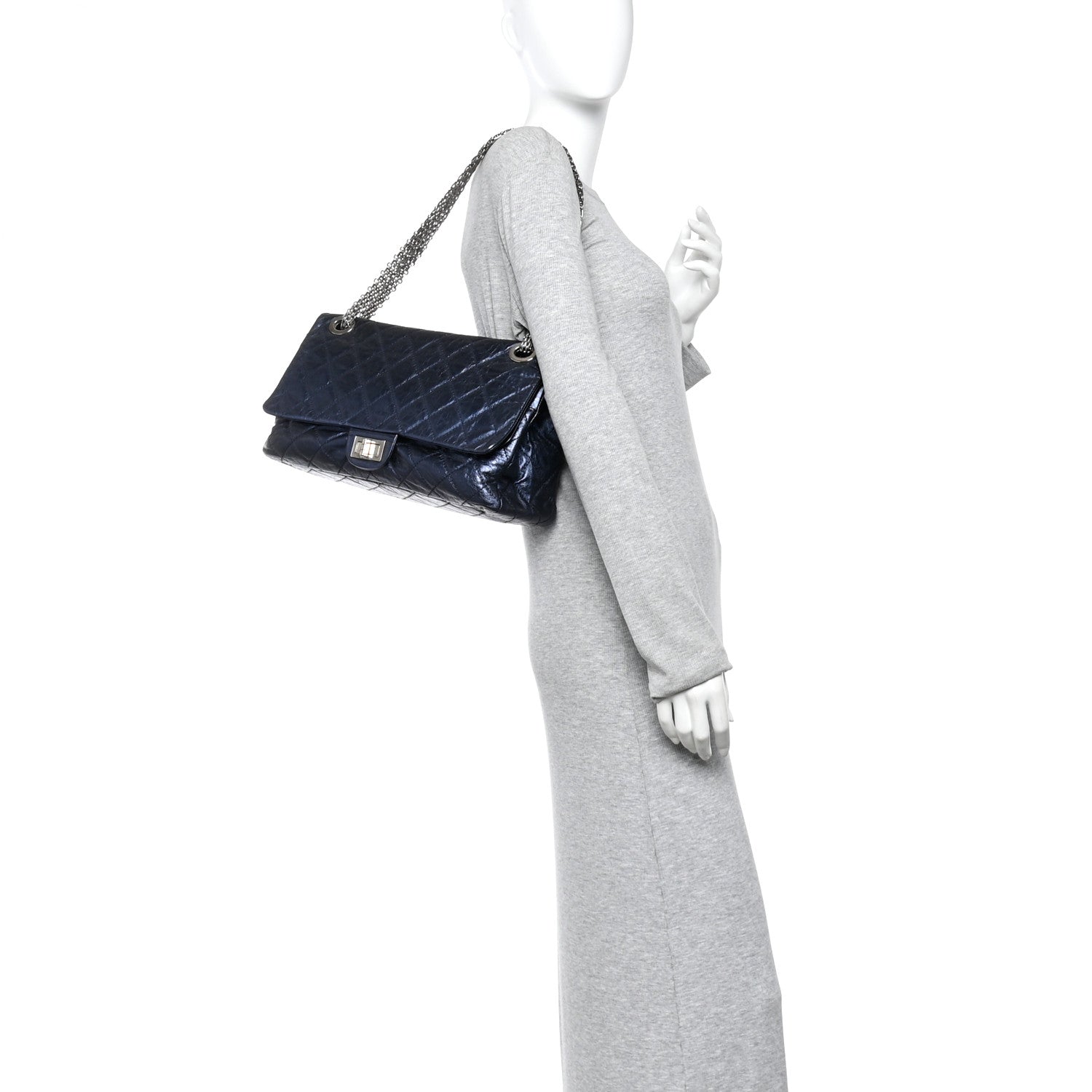 Chanel Metallic Aged Calfskin Quilted 2.55 Reissue 228 Flap Blue 2 of 10