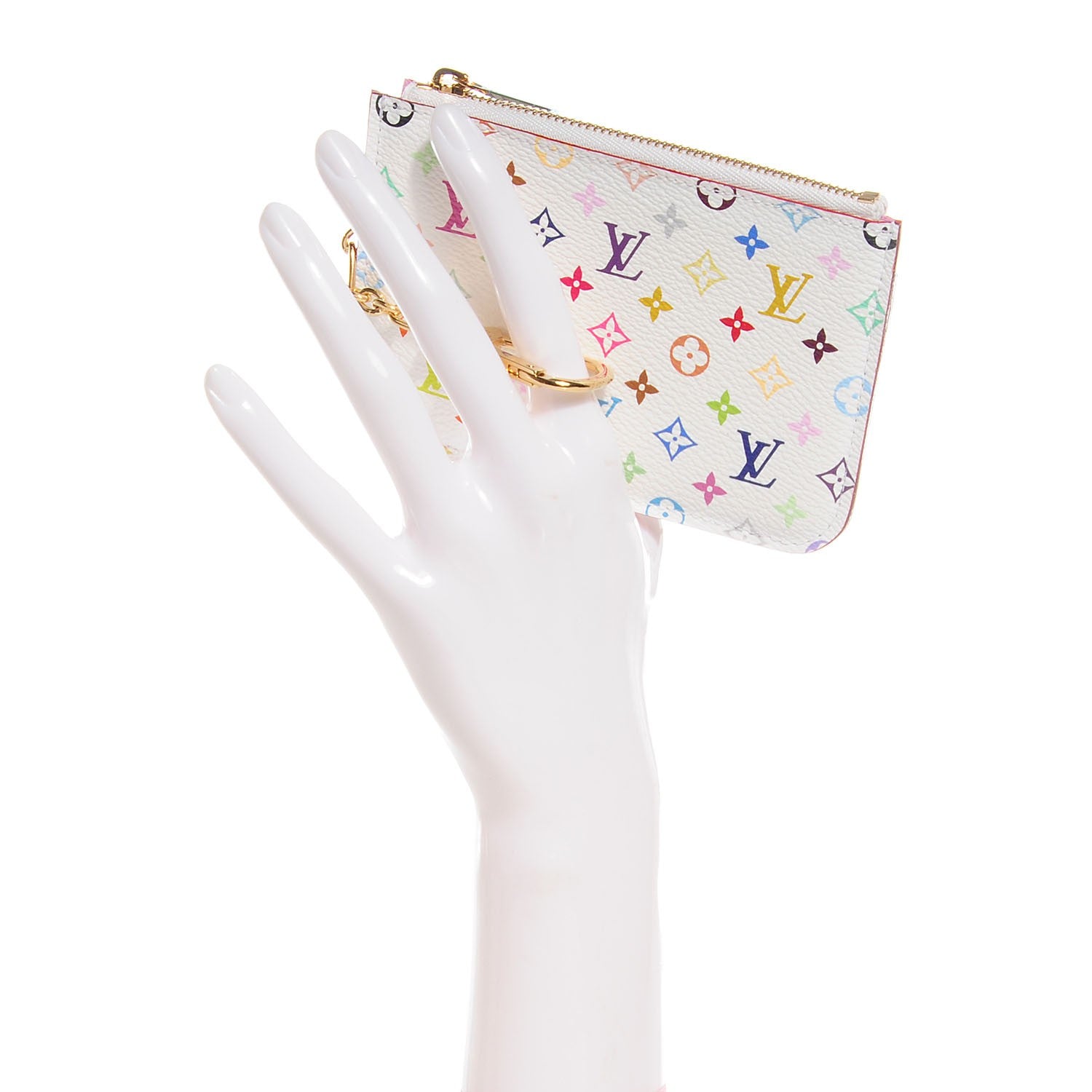 Louis Vuitton Monogram Multicolor Key Pouch White Litchi 2 of 7