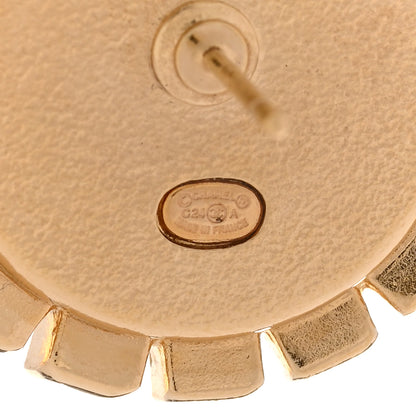 Chanel Crystal Enamel CC Round Earrings Gold Grey 4 of 5