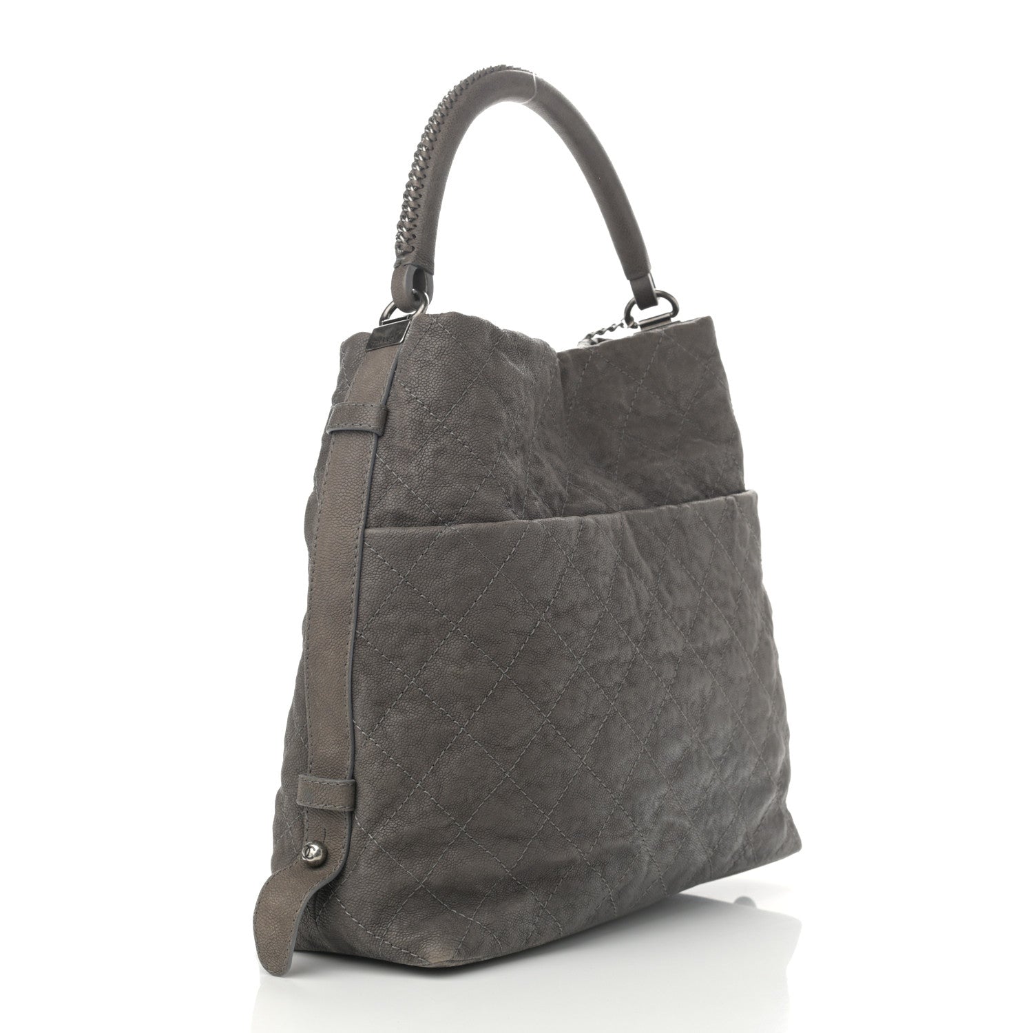 Chanel Iridescent Caviar Quilted Boy Handle Hobo Dark Grey 3 of 12