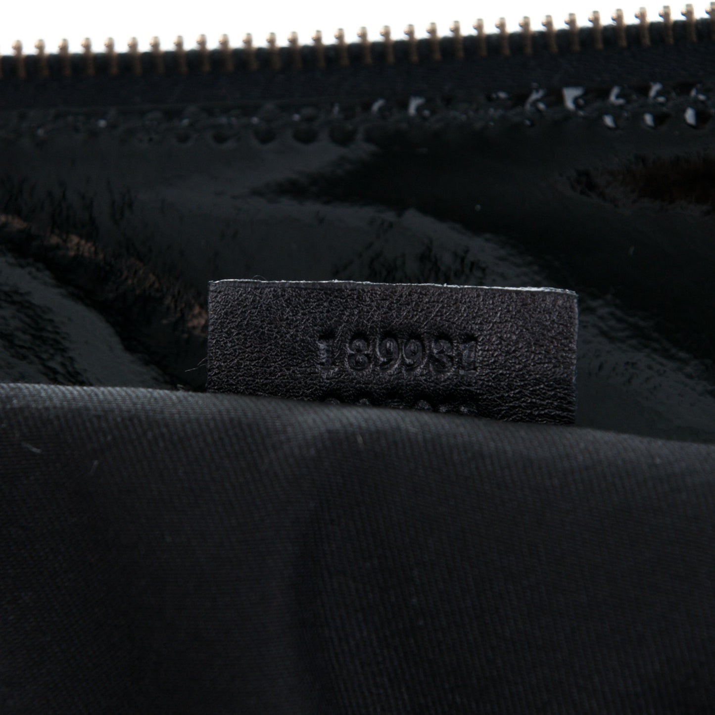 Patent Large D Gold Tote Black