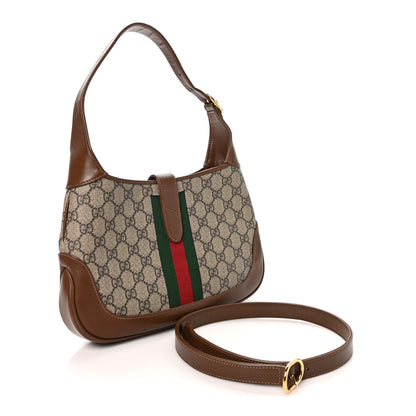 Gucci GG Supreme Monogram Azalea Calfskin Web Small Jackie 1961 Hobo Beige Ebony Brown Sugar 3 of 10
