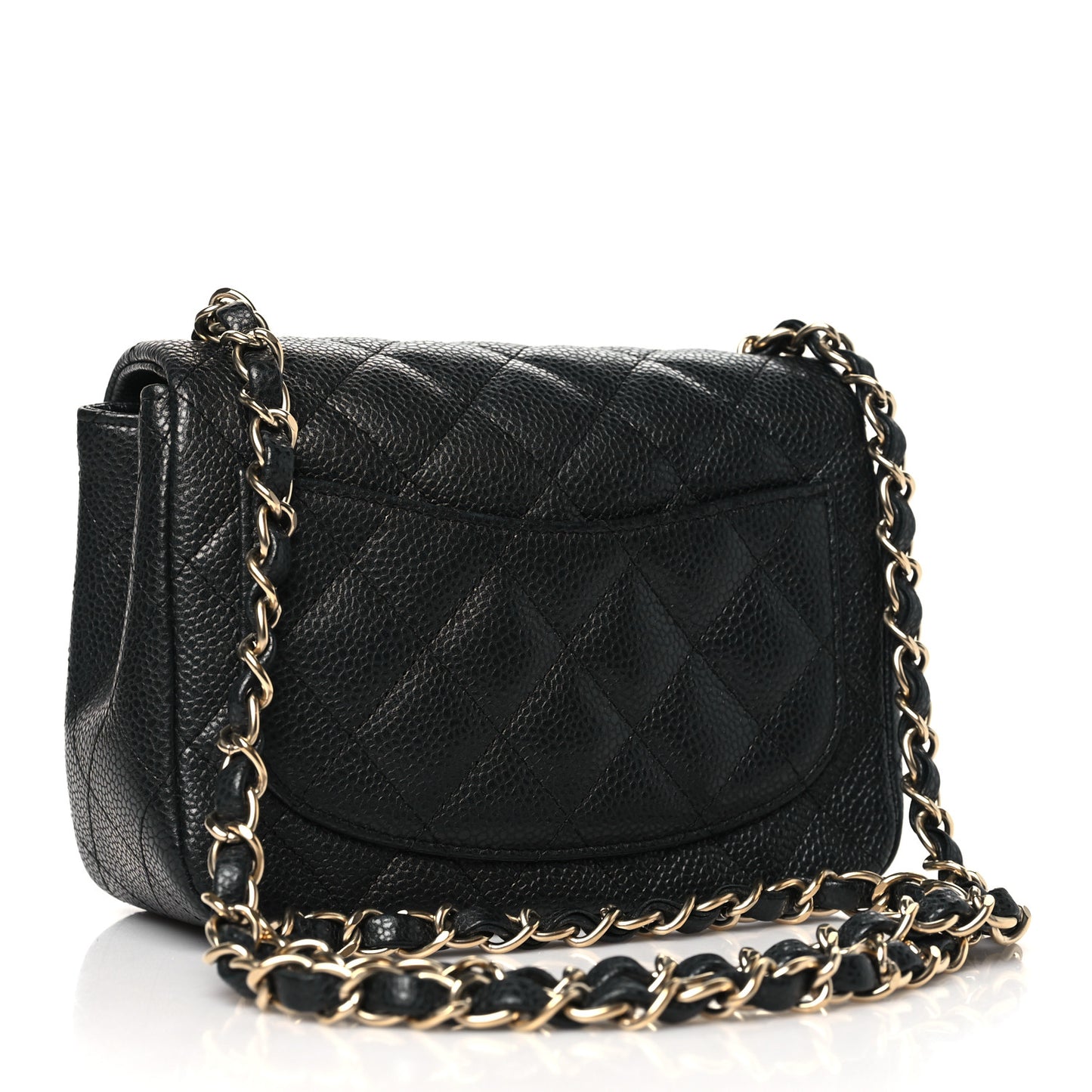 Caviar Quilted Mini Square Flap Dark Grey