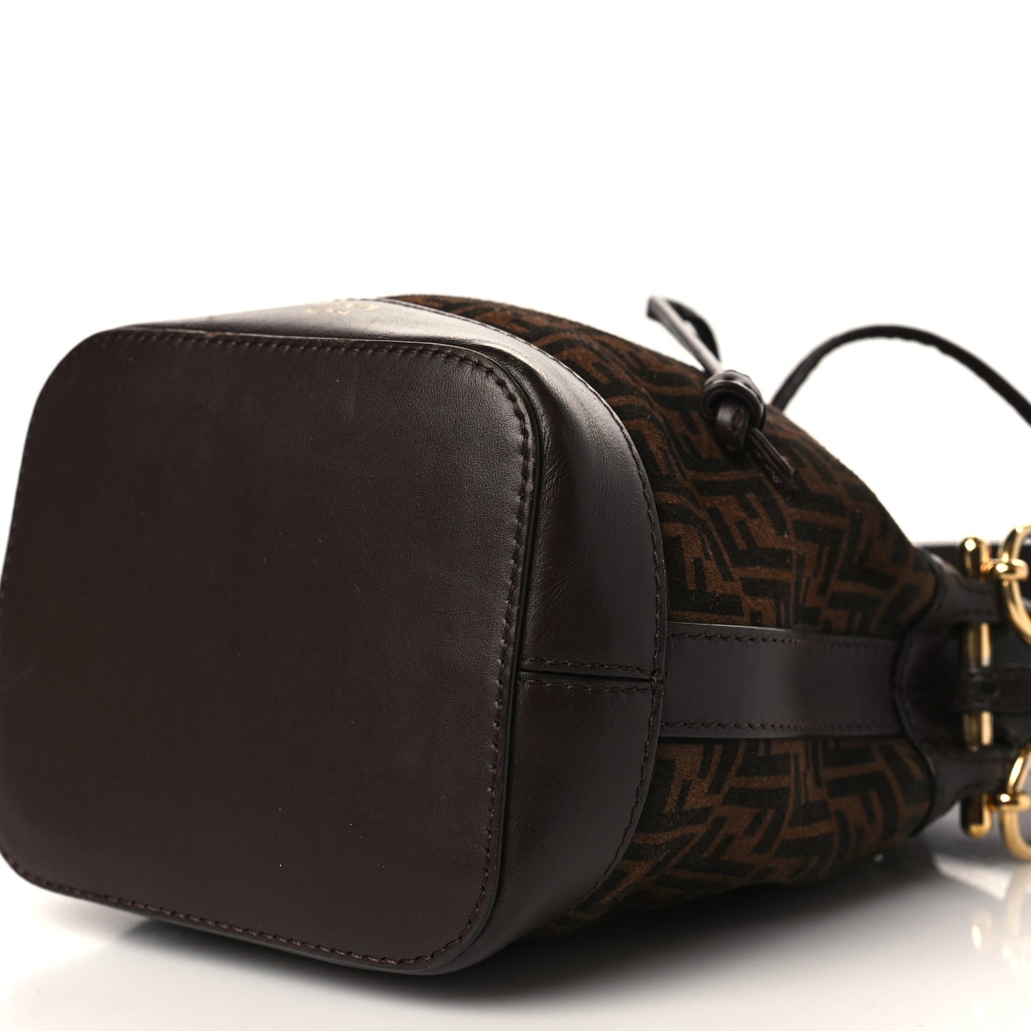 Suede Vitello King F is Fendi Micro FF Mini Mon Tresor Bucket Bag Sigaro Marrone Ebano