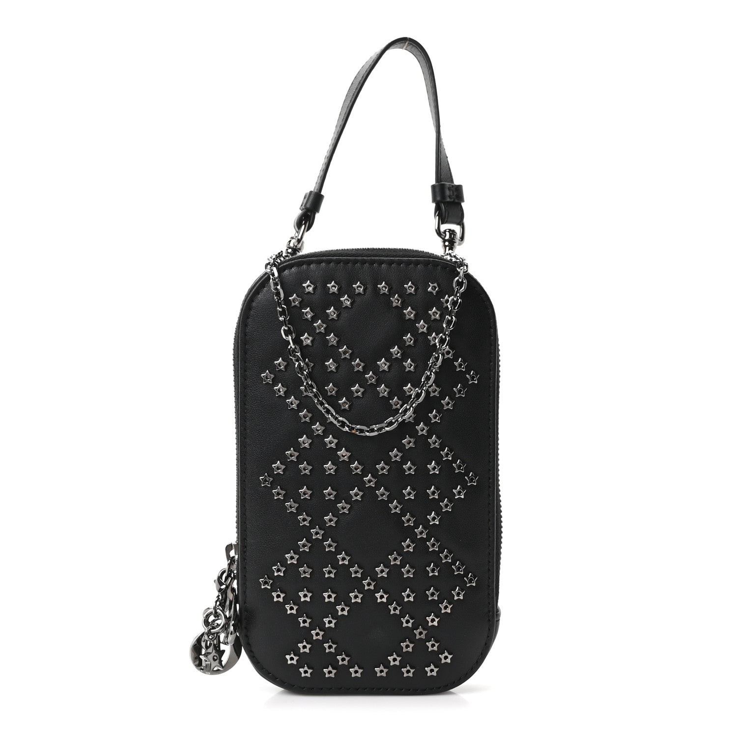 Christian Dior Lambskin Cannage Lucky Star Studded Lady Dior Phone Holder  Black 1 of 10