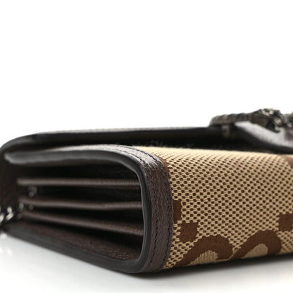 Gucci Monogram Jumbo GG Textured Dollar Calfskin Mini Dionysus Chain Wallet Camel Ebony New Acero 6 of 8
