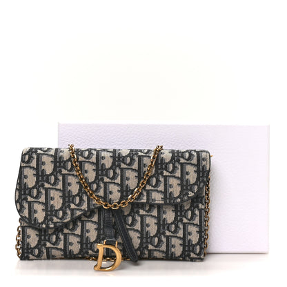 Christian Dior Oblique Saddle Chain Long Wallet Blue 10 of 10