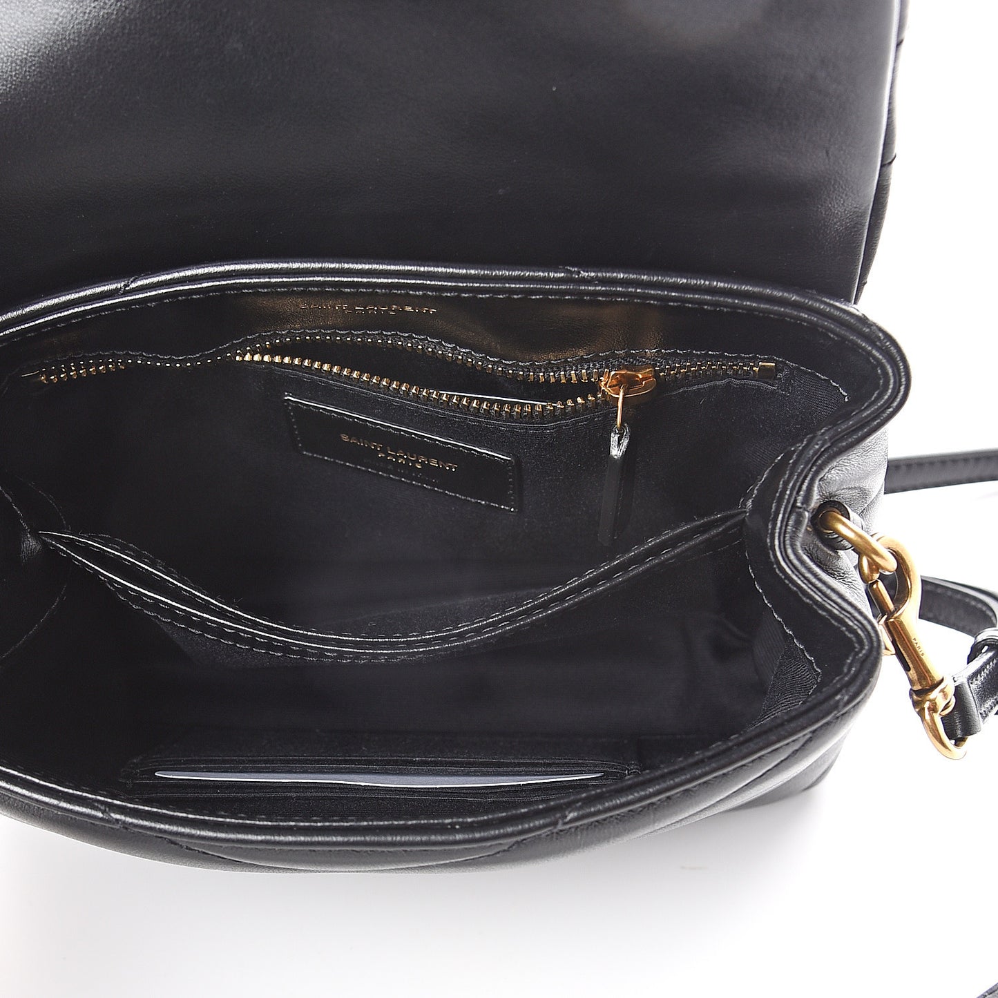 Calfskin Y Quilted Monogram Toy Loulou Crossbody Bag Black