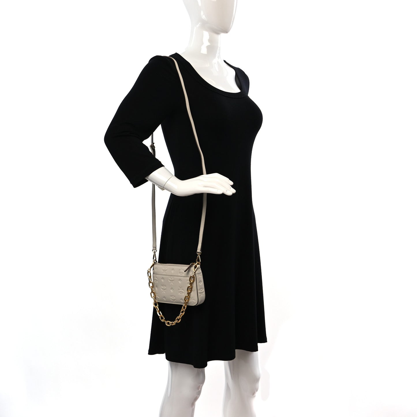 Calfskin Ottomar Mini Aren Chain Crossbody Bag Oatmeal