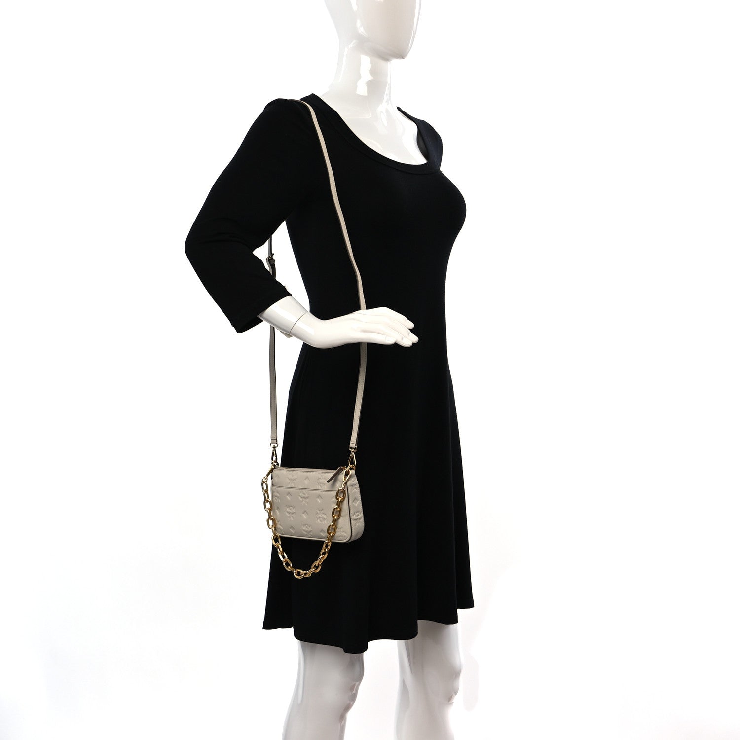 MCM Calfskin Ottomar Mini Aren Chain Crossbody Bag Oatmeal 2 of 8