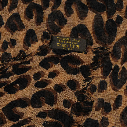 Louis Vuitton Cashmere Silk Leopard Stole Brown 6 of 7