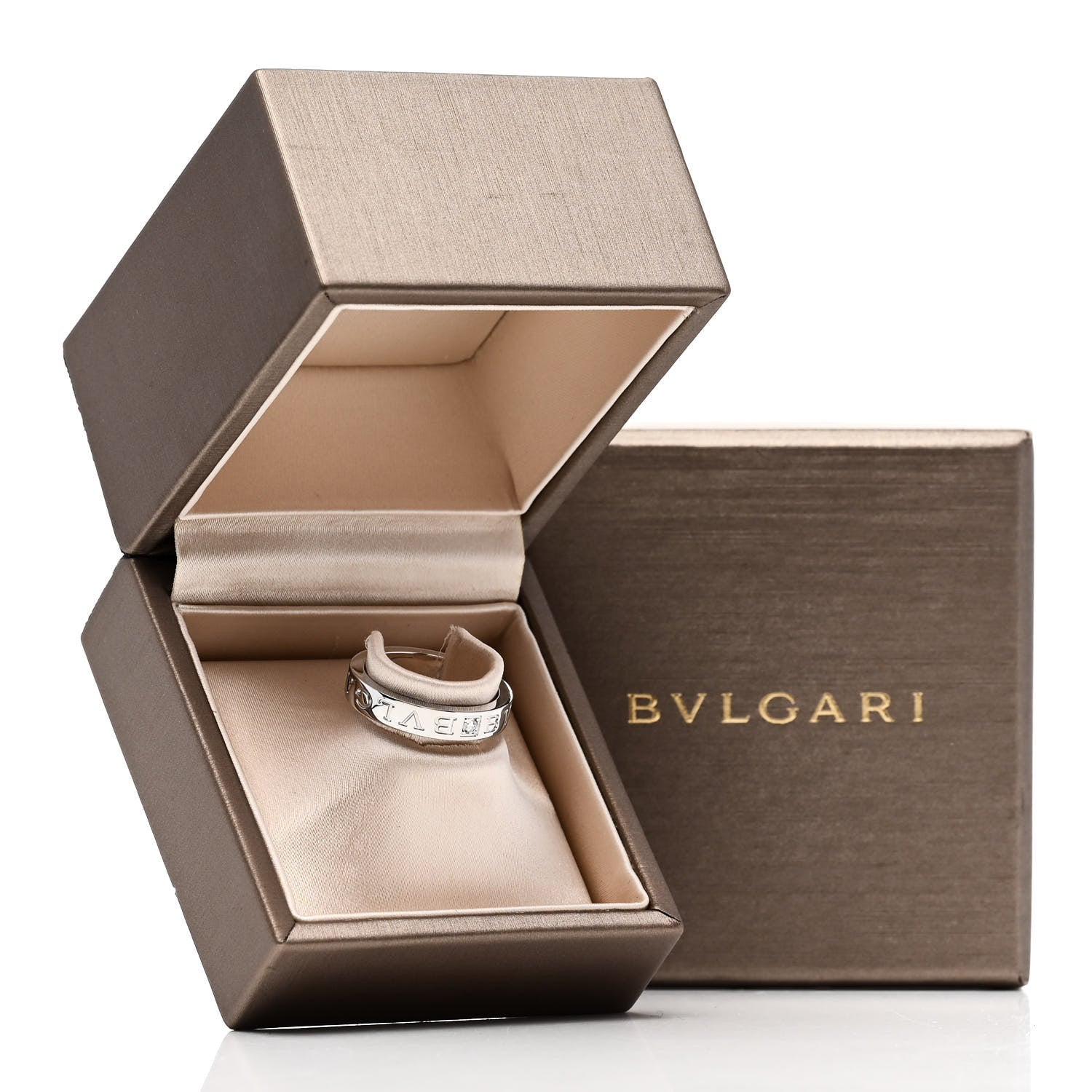 Bulgari 18K White Gold Diamond B.Zero1 Essential Band Ring 54 7 5 of 5