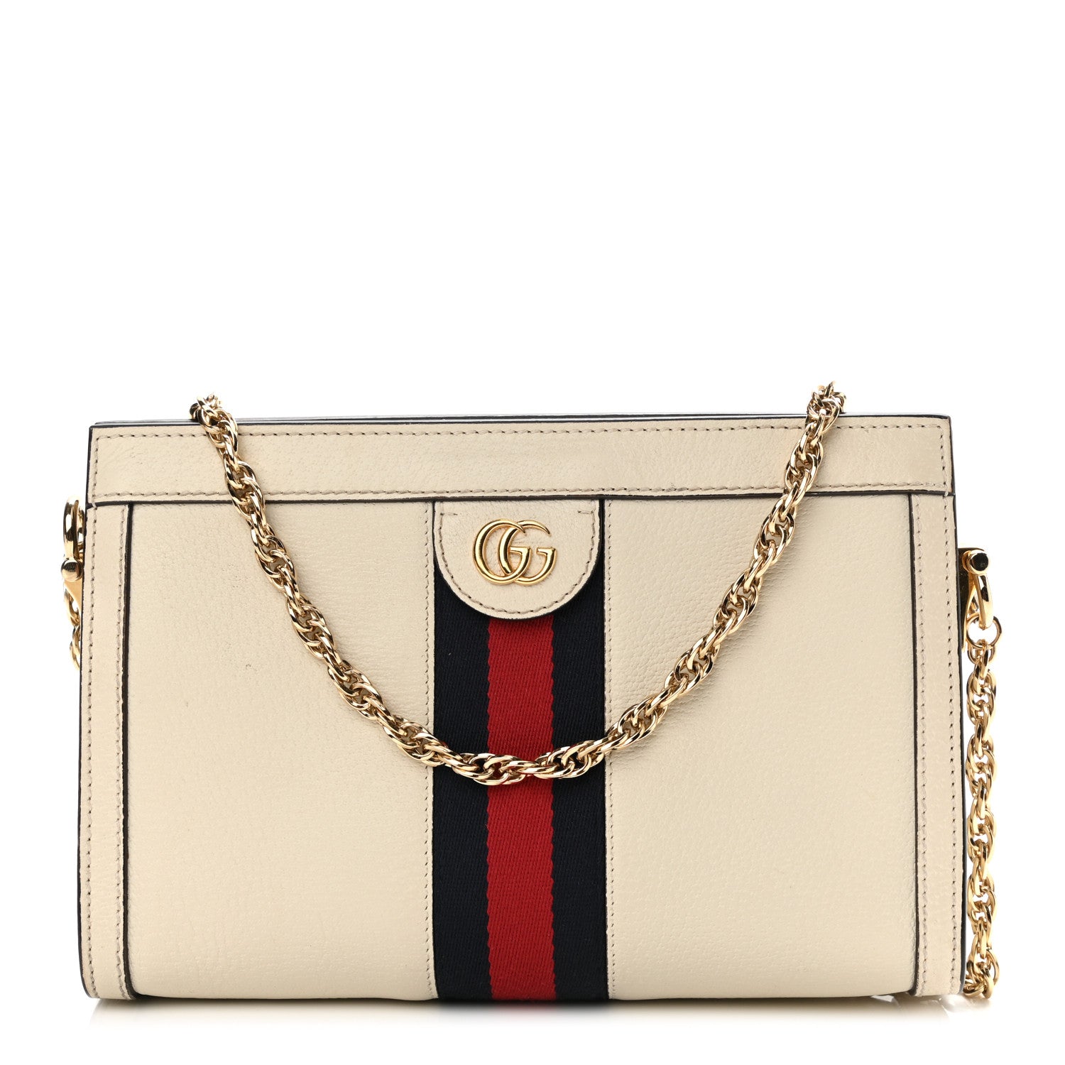 Gucci Textured Calfskin Web Small Ophidia Chain Shoulder Bag Mystic White 1 of 19