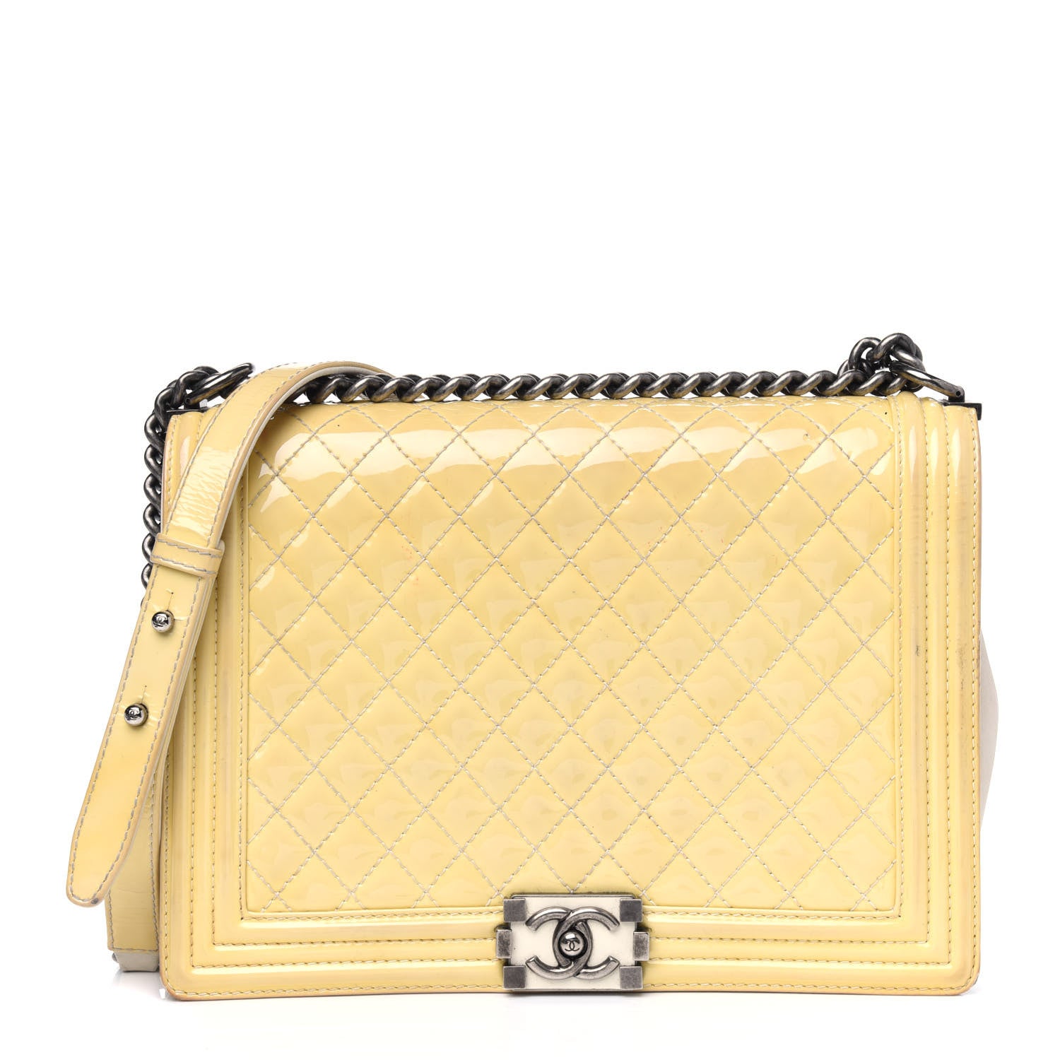 Chanel Patent Quilted Large Boy Flap White 1 of 15