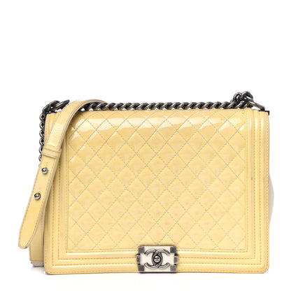 Chanel Patent Quilted Large Boy Flap White 1 of 15